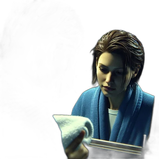 jacket, face, staff, weapon transparent PNG cut-out