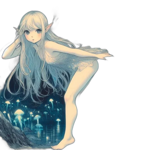 dress, creature, dragon, hair transparent PNG cut-out