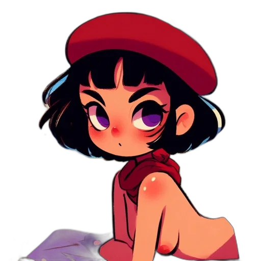 hat, dress, staff, creature transparent PNG cut-out