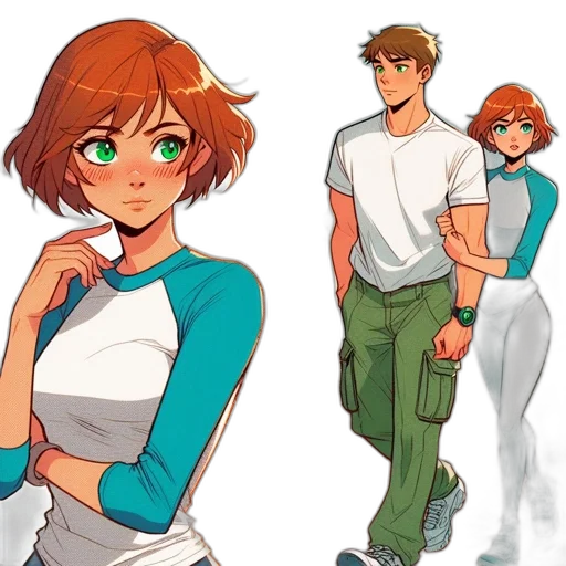 concept art, anime, comic book art, watercolor transparent PNG cut-out