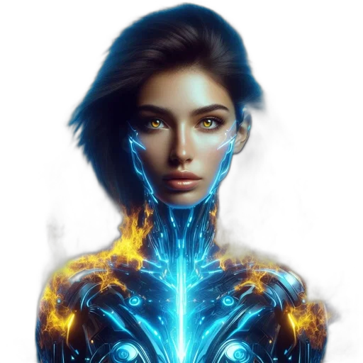 robot, face, jewelry, cyberpunk transparent PNG cut-out