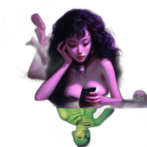 creature, fantasy art, concept art, vaporwave transparent PNG cut-out