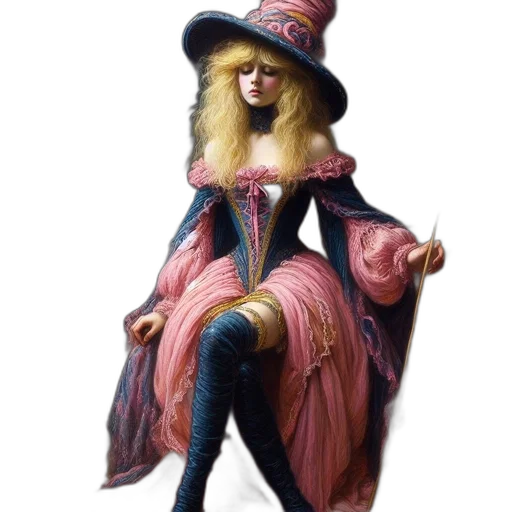 dress, hat, staff, crown transparent PNG cut-out