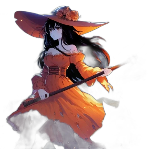 hat, staff, dress, weapon transparent PNG cut-out