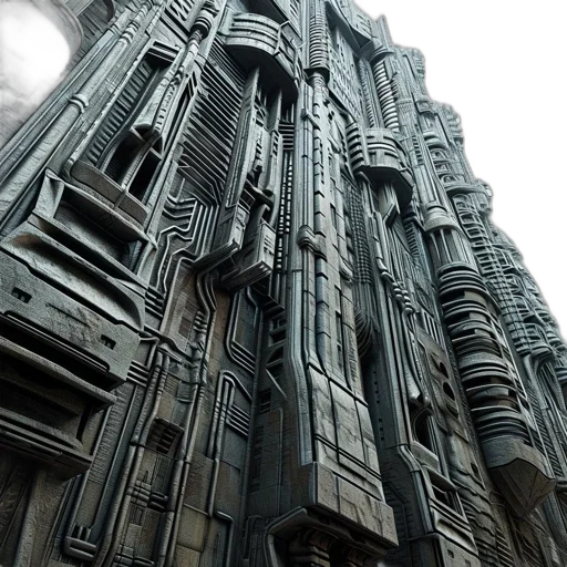 building, robot, concept art, 3d render transparent PNG cut-out