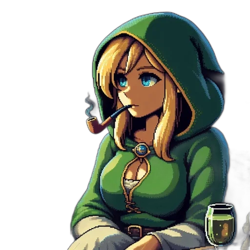 bottle, dress, staff, pixel art transparent PNG cut-out