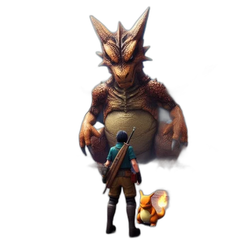 dragon, staff, creature, weapon transparent PNG cut-out
