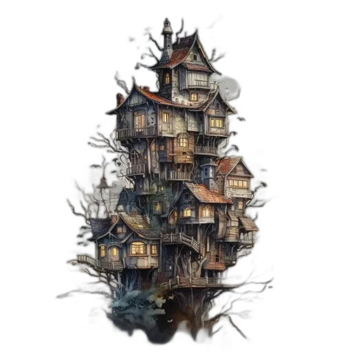 building, furniture, tree, dress transparent PNG cut-out