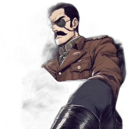 jacket, staff, weapon, mask transparent PNG cut-out