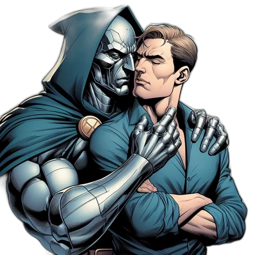 comic book art, concept art, two, contrasting transparent PNG cut-out