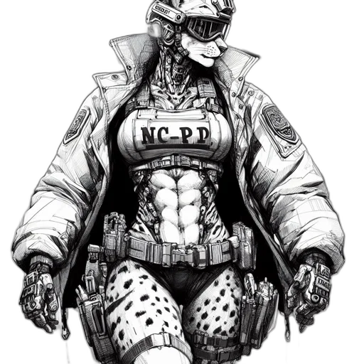 robot, jacket, concept art, cyberpunk transparent PNG cut-out
