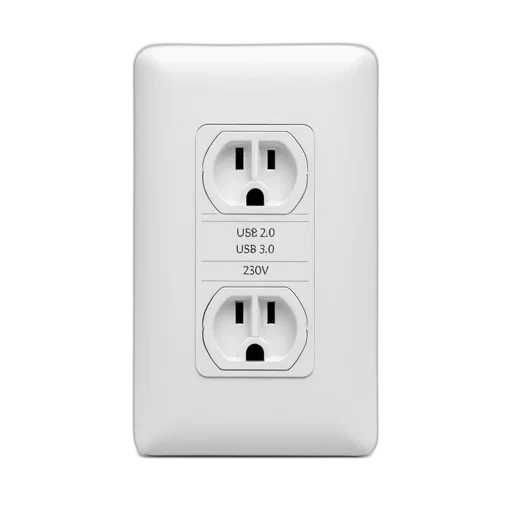 3d render, white, power, outlet transparent PNG cut-out