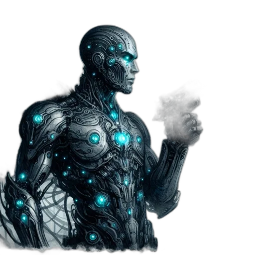 robot, concept art, cyberpunk, comic book art transparent PNG cut-out