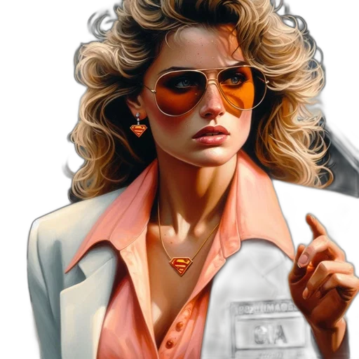 jacket, jewelry, photorealistic, comic book art transparent PNG cut-out