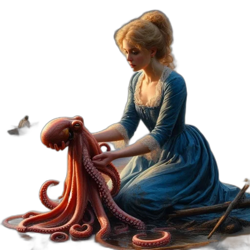 hair, staff, creature, dress transparent PNG cut-out