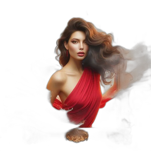 dress, hair, jewelry, photorealistic transparent PNG cut-out