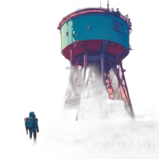 robot, building, umbrella, concept art transparent PNG cut-out