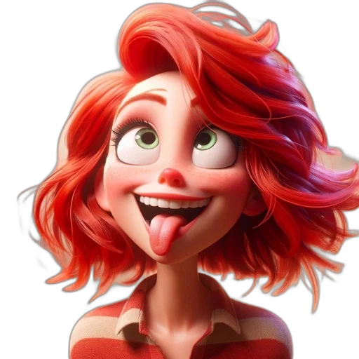 face, hair, cartoon, 3d render transparent PNG cut-out