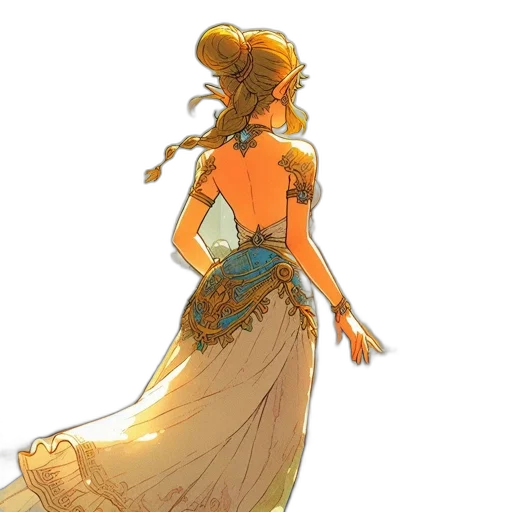 dress, staff, crown, jewelry transparent PNG cut-out