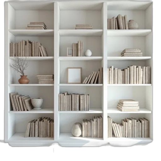 furniture, 3d render, white, book transparent PNG cut-out