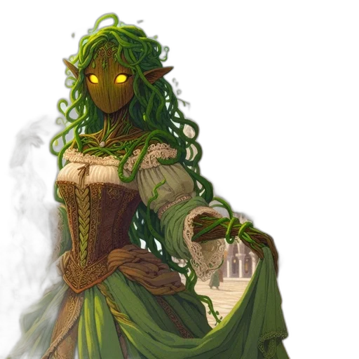 dress, staff, fantasy art, concept art transparent PNG cut-out