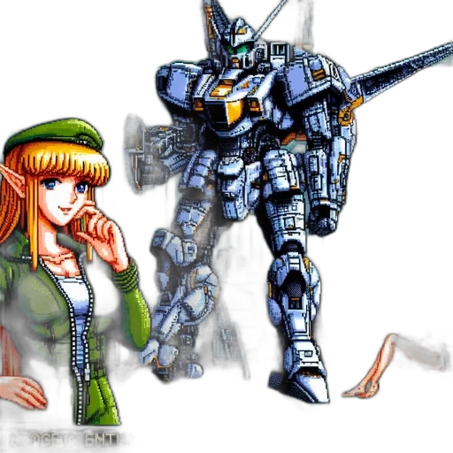 robot, weapon, concept art, pixel art transparent PNG cut-out
