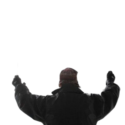 jacket, hat, staff, robot transparent PNG cut-out