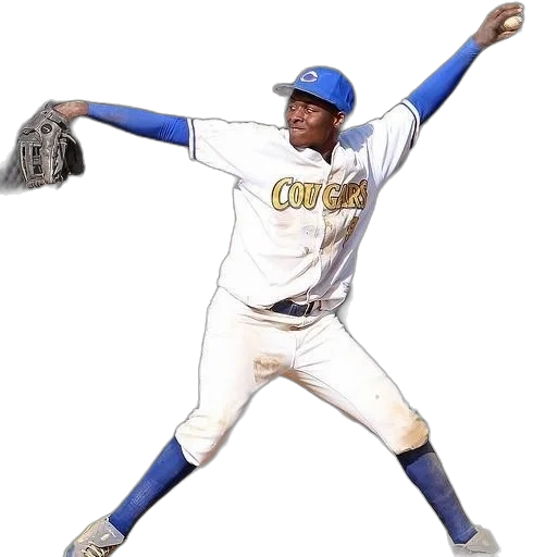 baseball, player, white, blue transparent PNG cut-out