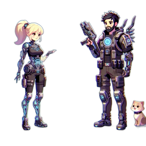 weapon, concept art, pixel art, cyberpunk transparent PNG cut-out