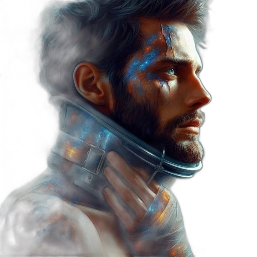 face, fantasy art, concept art, watercolor transparent PNG cut-out