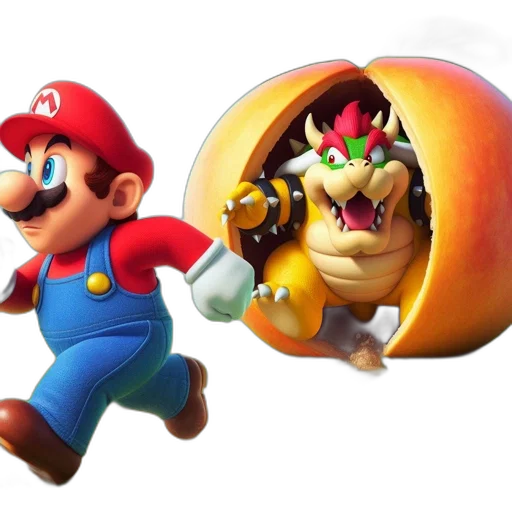 concept art, 3d render, mario, runs transparent PNG cut-out