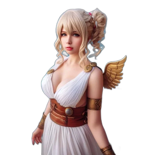 dress, staff, dragon, fantasy art transparent PNG cut-out