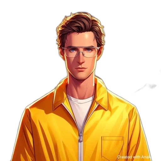 jacket, staff, face, comic book art transparent PNG cut-out
