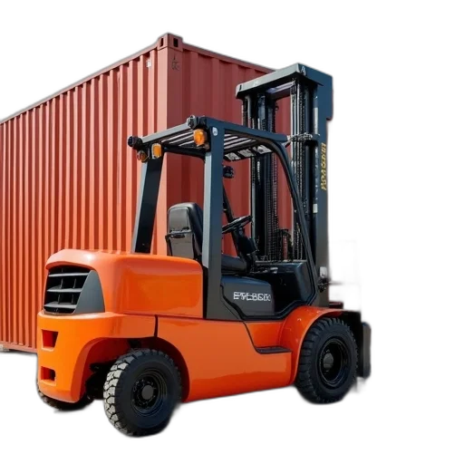 furniture, photorealistic, orange, forklift transparent PNG cut-out