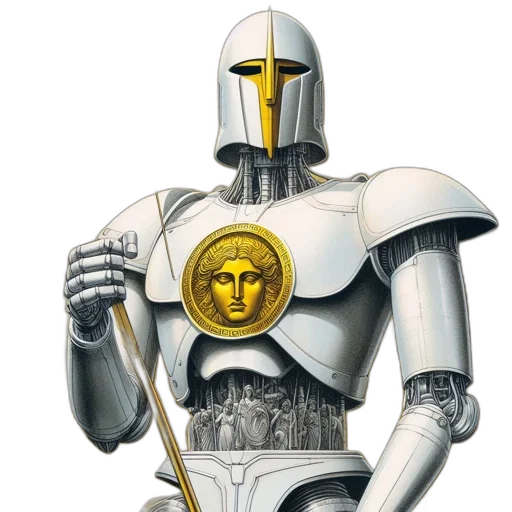 robot, sword, concept art, golden transparent PNG cut-out