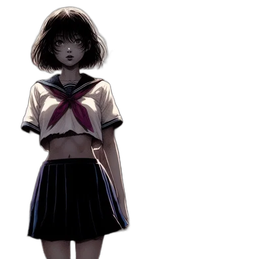 dress, jacket, creature, staff transparent PNG cut-out