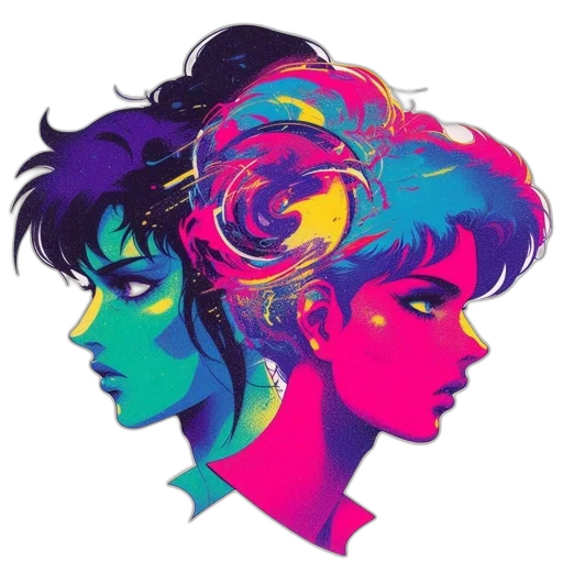 face, crown, vaporwave, cyberpunk transparent PNG cut-out