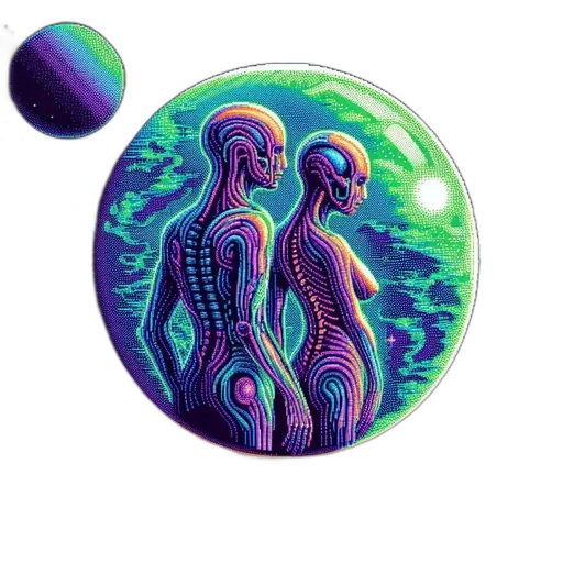creature, pixel art, vaporwave, concept art transparent PNG cut-out