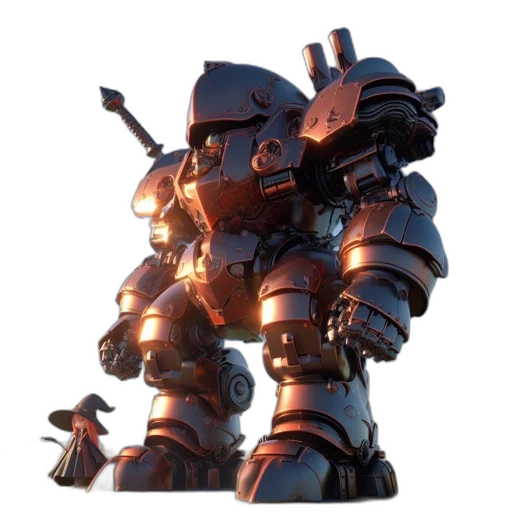 robot, weapon, concept art, 3d render transparent PNG cut-out