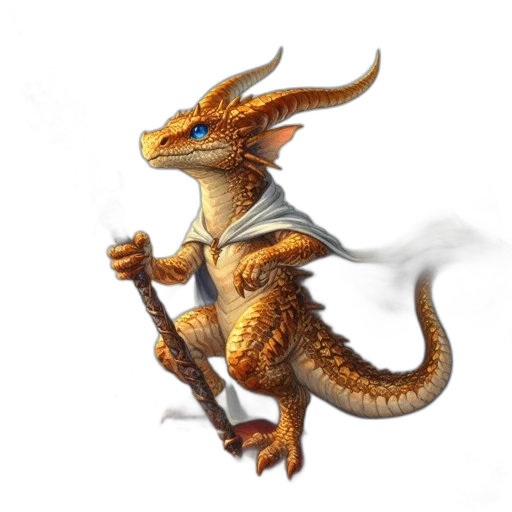 dragon, staff, sword, creature transparent PNG cut-out