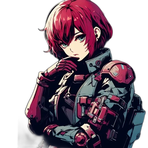 robot, weapon, jacket, face transparent PNG cut-out