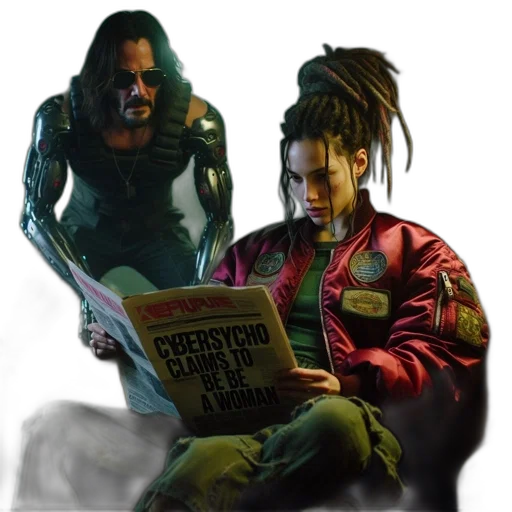 jacket, cyberpunk, comic book art, concept art transparent PNG cut-out