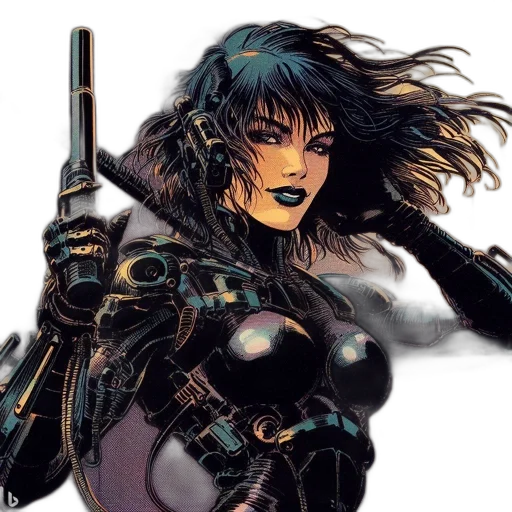 comic book art, cyberpunk, concept art, fantasy art transparent PNG cut-out
