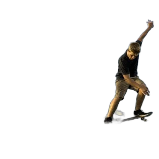 3d render, concept art, pixel art, skateboarder transparent PNG cut-out
