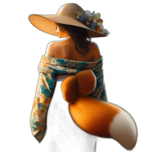 hat, dress, animal, staff transparent PNG cut-out