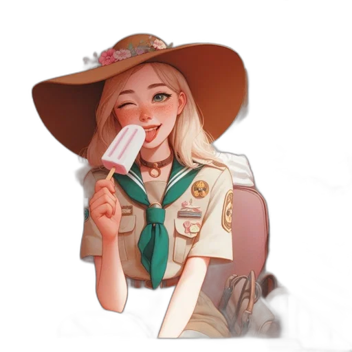 hat, staff, jacket, face transparent PNG cut-out
