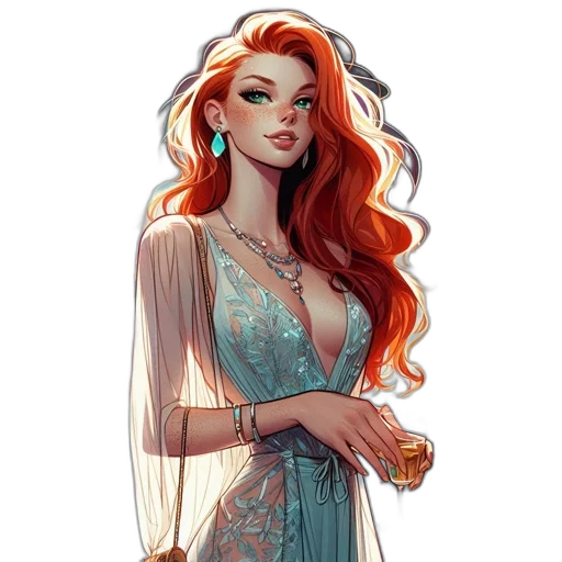 dress, jewelry, fantasy art, concept art transparent PNG cut-out