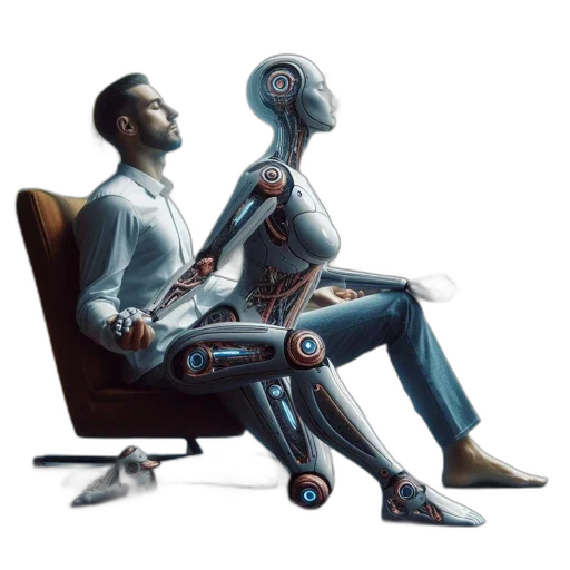 robot, cyberpunk, concept art, man transparent PNG cut-out