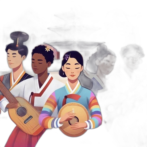 concept art, group, five, musicians transparent PNG cut-out