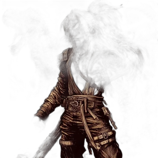 jacket, mask, staff, hair transparent PNG cut-out